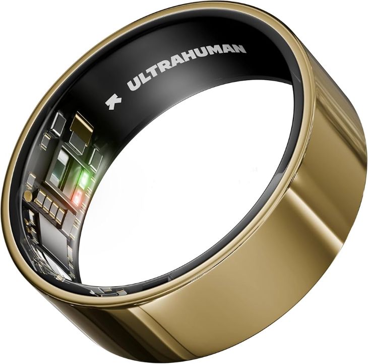 Gold finish smart wedding ring and electronic band