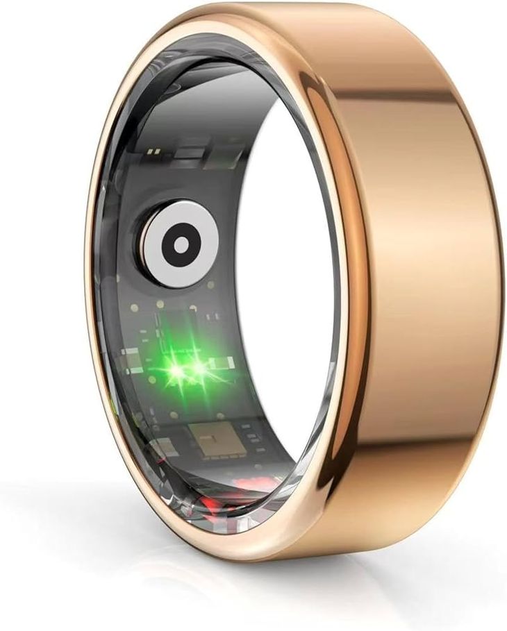 Close up of a smart ring highlighting the internal biometric sensors