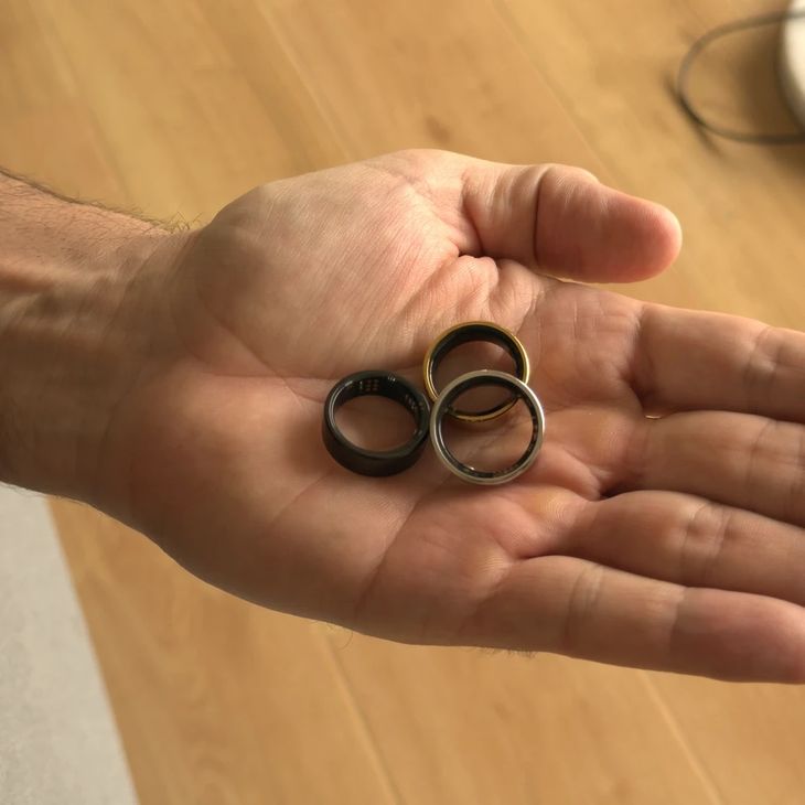 Detail of the active optical sensors underneath a smart ring casing